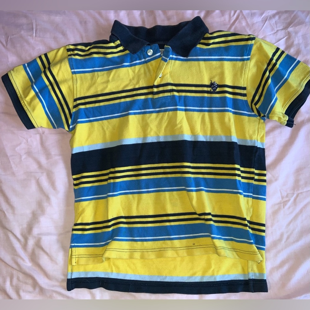 U.S. Polo Assn. Yellow and Blue Striped Polo Shirt